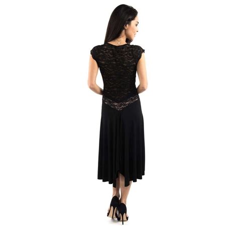 The V Argentine Tango Dress Black Jersey And Lace Etsy