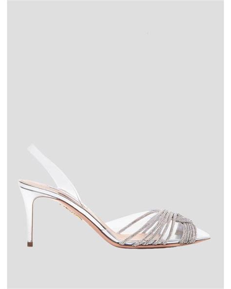 aquazzura gatsby 75 embellished slingback heel in natural lyst