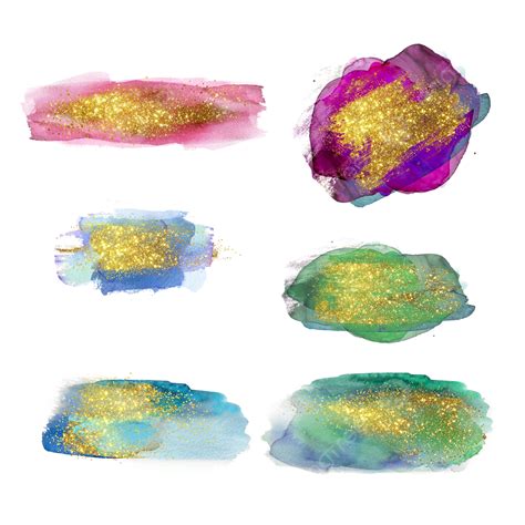 Gold Watercolor Brush White Transparent Colorful Abstract Watercolor