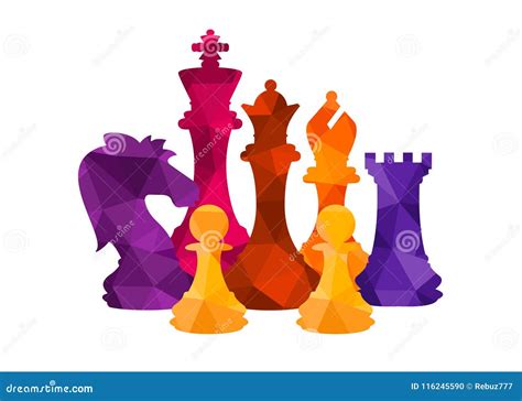 Chess Colorful Figures Pieces Tournament Game Vector Illustration Sport