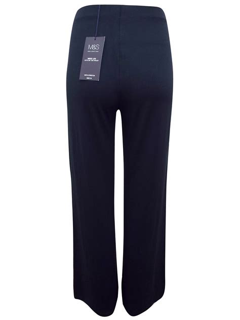 Marks And Spencer Mand5 Navy Wide Leg Trousers Size 10 To 26