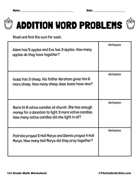 Math Word Problems For 1st Grade