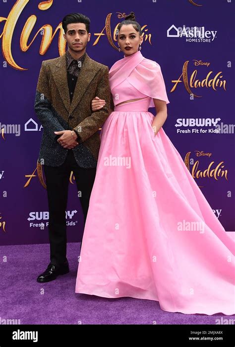 Mena Massoud Left And Naomi Scott Arrive At The Premiere Of Aladdin On Tuesday May 21 2019