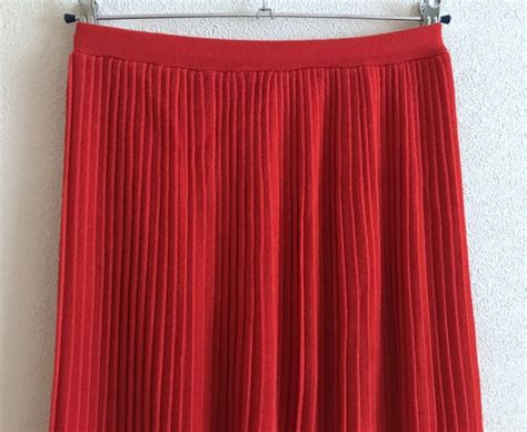 Vintage 80s Pleated Skirt Red Accordion Skirt Vintage Gem