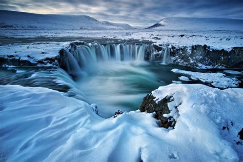 Wallpaper Godafoss Waterfall Winter Iceland 5k Nature 17377