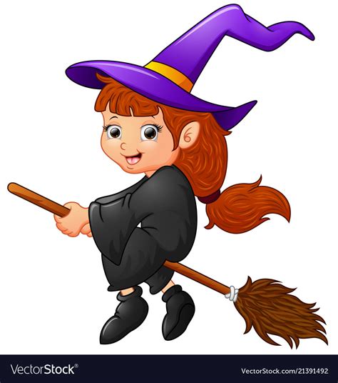 Cartoon Witch Flying Royalty Free Vector Image