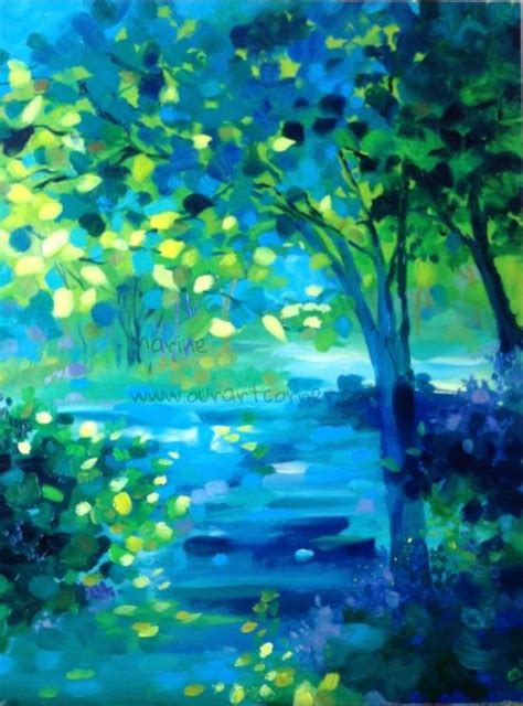 Painting Blue Tree By Marine Ourartcorner
