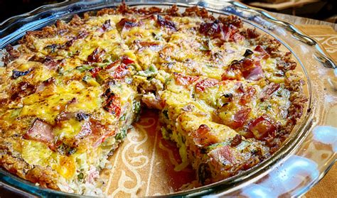 Hash Brown Crust Quiche With Ham And Sharp Cheddar Felix Greg