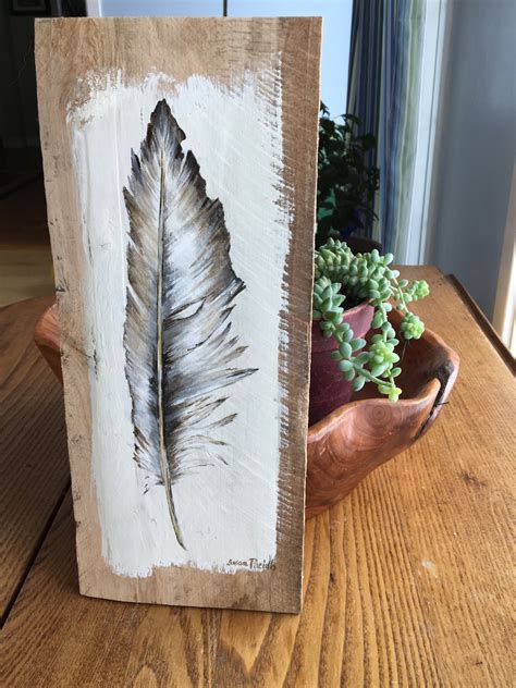 Feather Pallet Painting Distressed Wood Art Pallet Art