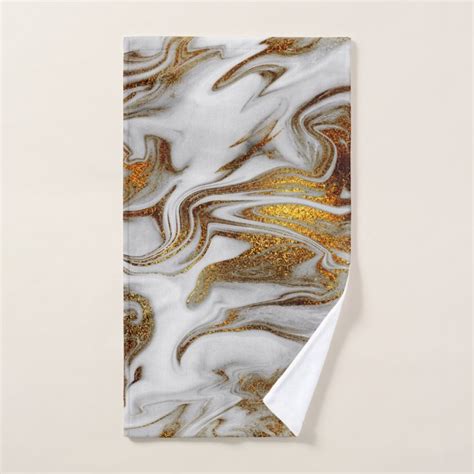 Elegant Modern Copper Gold And White Marble Look Hand Towel