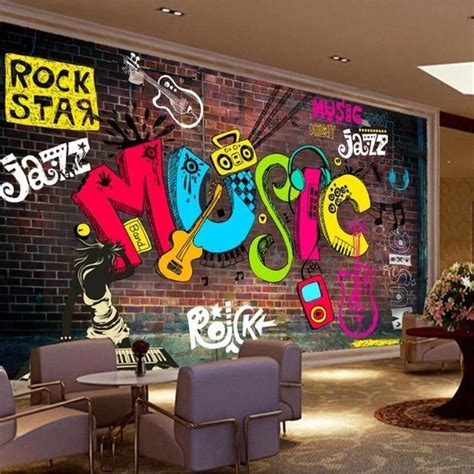 Retro Graffiti Music Wallpaper96w X 60h Inches Peel And Stick Paper