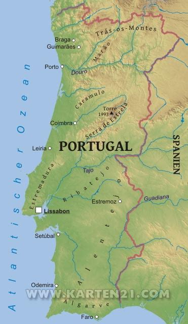 Da die portugal karte auch über ein straßenverzeichnis verfügt, können sie das tool als routenplaner. Flüsse Portugal Karte