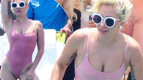 Lady Gaga Shows Off Her Slim Frame In A Pink Swimsuit Without Her Engagement Ring After Split