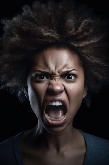 Premium Photo A Woman With A Big Angry Face Is Screaming