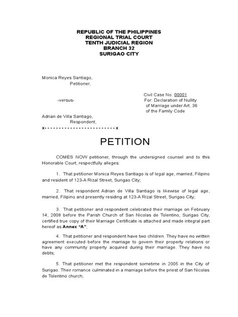 Petition Republic Of The Philippines Regional Trial Court Tenth