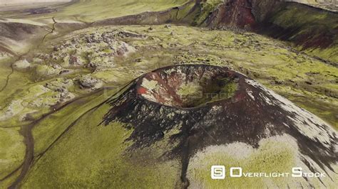 Overflightstock™ Aerial Drone Shot Of A Volcanic Crater In Highlands