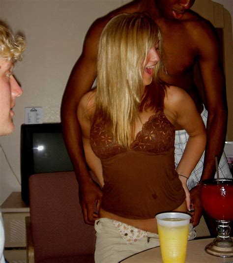 Blonde Gets A Bit Flirty With Black Guy At Party At HomeMoviesTube Com