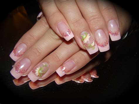 Gel French With Acrylic 3 D Flower Nail Art Nailic