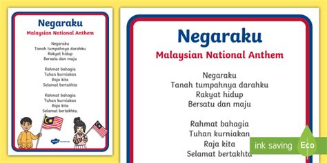 Negaraku Malaysia National Anthem Teacher Made Twinkl