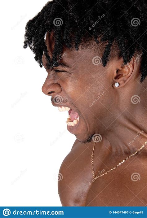 A Close Up Image Of A Screaming Black Man In Profile Stock Image Image Of Handsome Anger