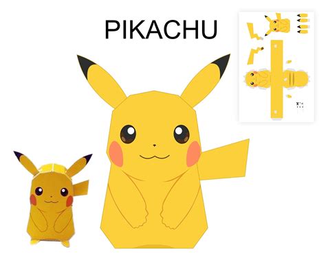 Pikachu 3d Papercraft Pikachu Pdf Template Pikachu Diy Etsy