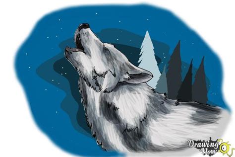 How To Draw A Wolf Howling For Kids