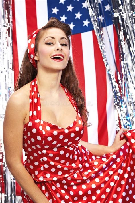 Ragazza Americana Patriottica Sexy Fotografia Stock Immagine Di Perno