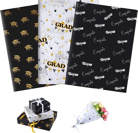 Plulon 90 Sheets Graduation T Wrapping Paper Tissue Paper Graduation