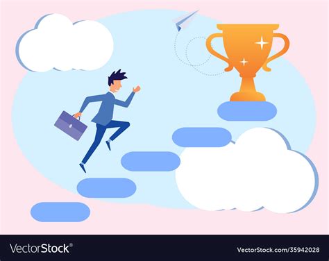 Graphic Cartoon Character Achieving Goals Vector Image