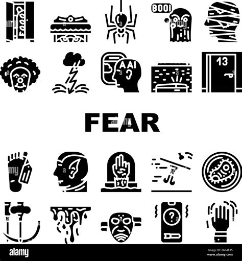 Fear Phobia Problem Collection Icons Set Vector Stock Vector Image