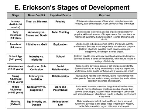 Education E Ericksons Stages Of Development Is A Popular Resource