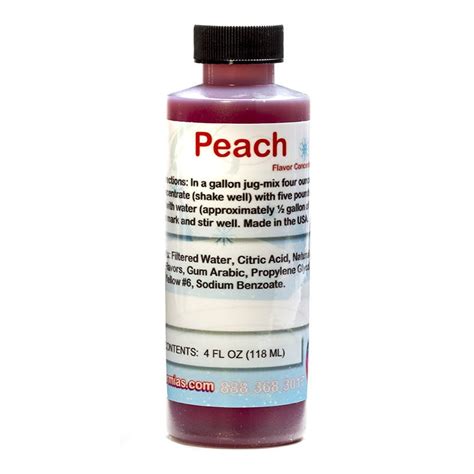 Peach Shaved Ice And Snow Cone Unsweetened Flavor Concentrate 4 Fl Oz Size Makes 1 Gallon Of