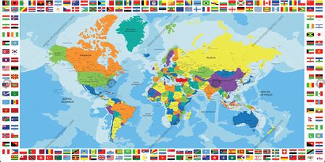 Bayraklı Dünya Siyasi Haritası Okul Posteri okulposterleri com