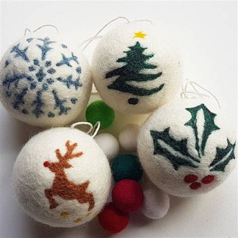 Personalised Name Christmas Tree Balls Or Baubles All Natural Wool