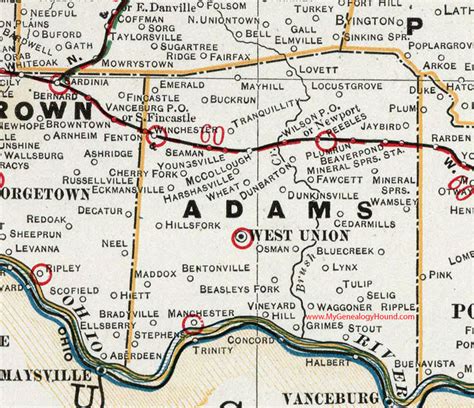 Adams County Ohio Map Map Of West