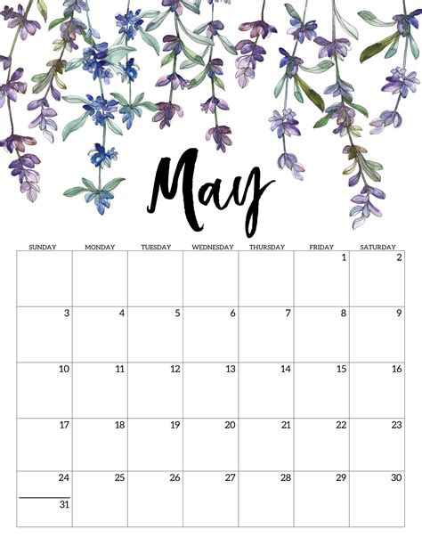 Carolina Free Printable Planner 12 Month Cute Blank May 2020 Calendar