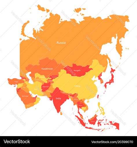 Asia Map With Countries Borders Abstract Red Vector Image