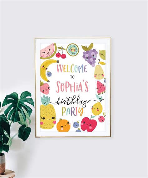 Editable Twotti Frutti Birthday Party Welcome Sign Welcome Etsy