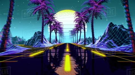 80s Retro Futuristic Sci Fi Background Retrowave Vj Videogame