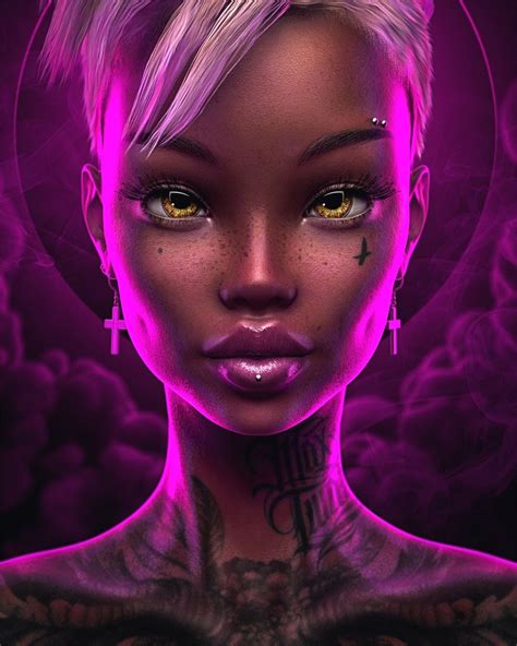 Menelwena2 Black Love Art Pink Black Foto Fantasy Fantasy Girl Digital Portrait Art Digital