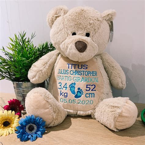 Personalised New Baby Teddy Bear Embroidered Teddy Bear Etsy UK