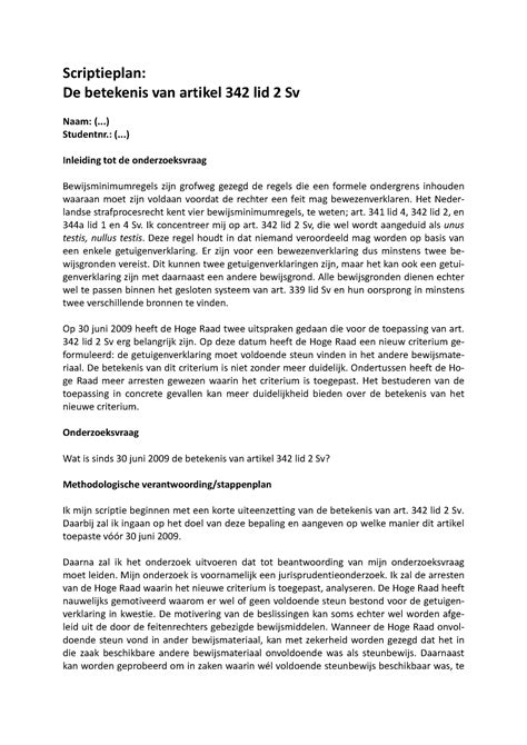 Voorbeeld Goed Scriptieplan Scriptieplan De Betekenis Van Artikel Lid Sv Naam