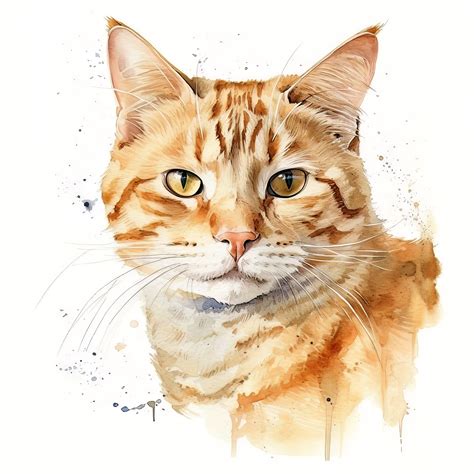 Artstation Orange Tabby Cat Portrait Watercolor Painting
