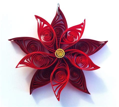 Paper Spiral Quilled Poinsettia Flower Ornament