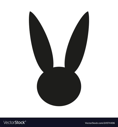Black And White Easter Bunny Head Silhouette Vector Image