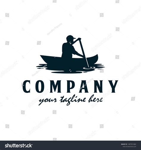 Vacation Kayak Canoe Logo Man Rowing Stock Vector Royalty Free