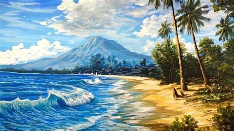 Lets Watch Easy Acrylic Painting A Natural Beach With