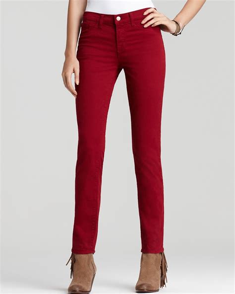 J Brand Mid Rise Skinny Twill Jeans In Black Cherry Botines Casual