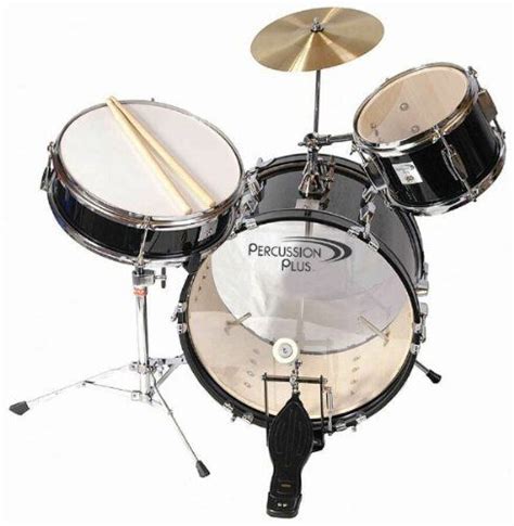 Percussion Plus Junior 3 Piece Drum Set With Cymbals Black By