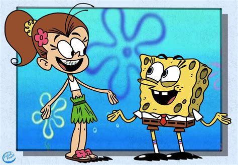Luan Meets Spongebob By Thefreshknight Cartoon Art